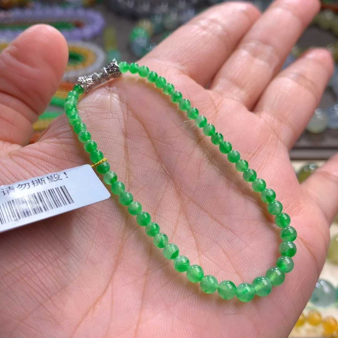 翡翠未镶嵌手链卡2.9～4 金丝阳绿