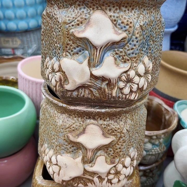 多肉绿植陶瓷花盆9.9包邮，有孔