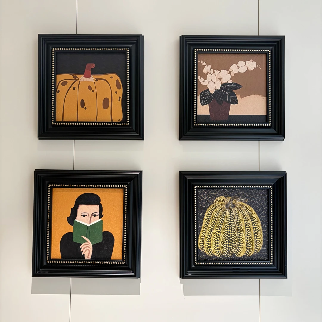 砂岩画小众风格组合装饰画高级感玄关餐厅卧室床头中古客厅六联画