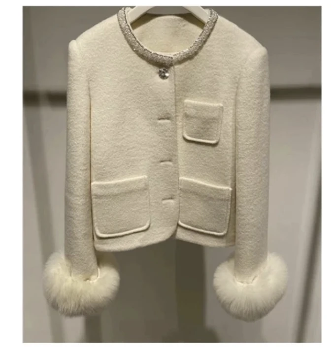 2024秋冬新款重工加厚小香毛呢外套