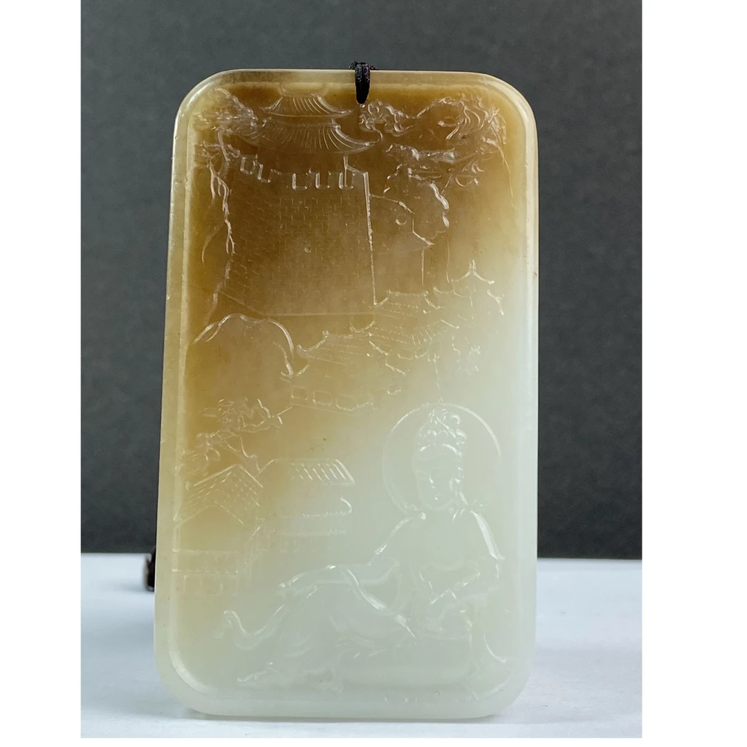 AK1087L 和田玉 自在观音子冈牌