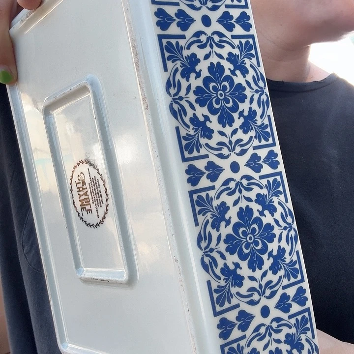 外贸尾单高温陶瓷微瑕青花烤盘