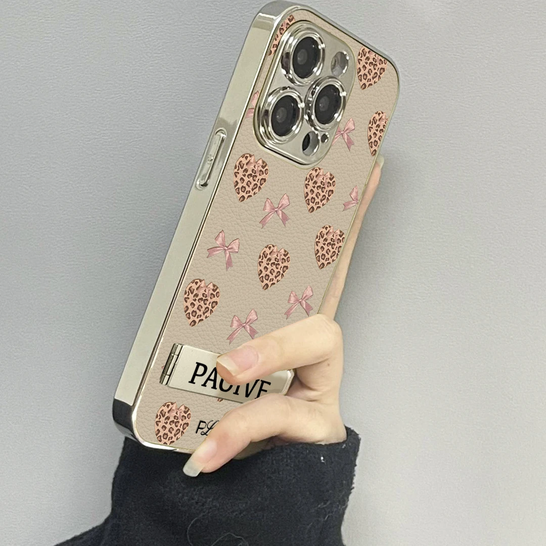 豹纹爱心适用苹果16ProMax手机壳iPhone华为OPPO小米vivo贴皮套