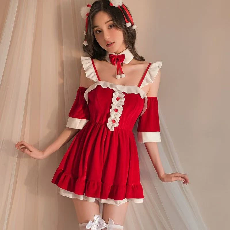 圣诞节服装红色性感内衣连衣裙甜美显瘦少女纯欲甜美可爱风格衣服