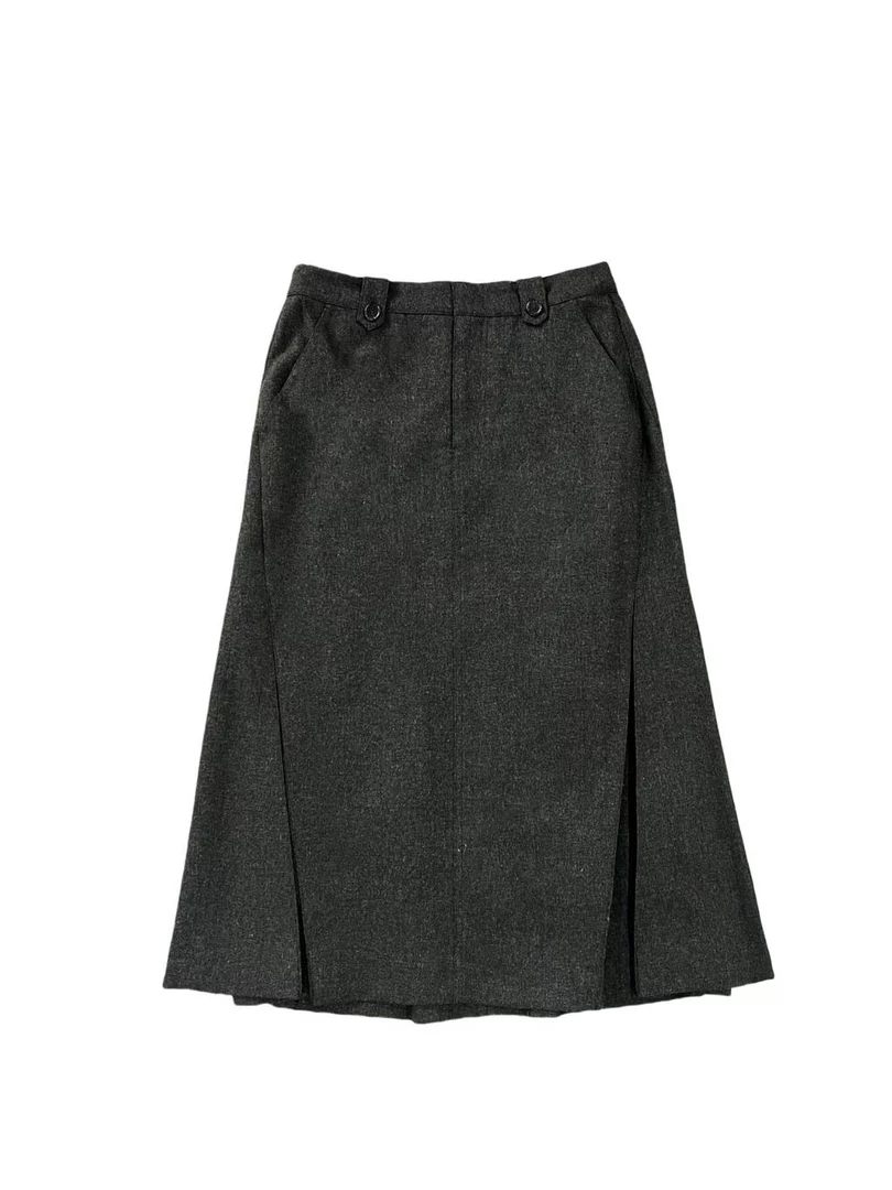 女款；3586高级复古感打褶半裙