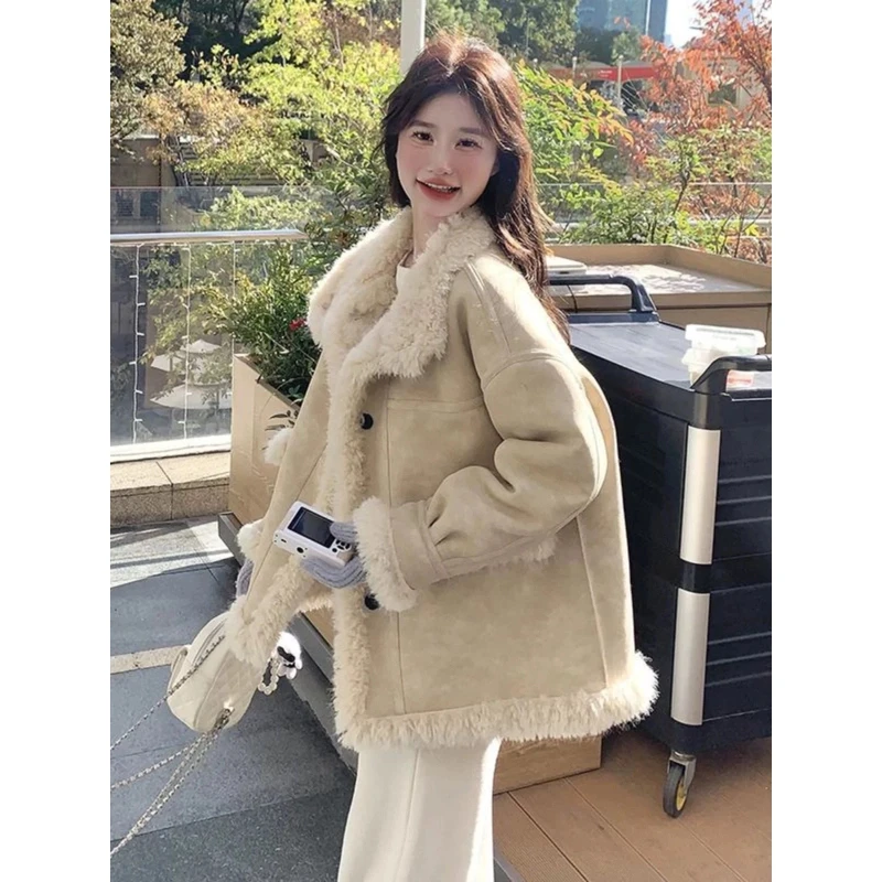 WL2冬款上新中长款百搭加厚韩版ins潮保暖机车服外套皮毛一体