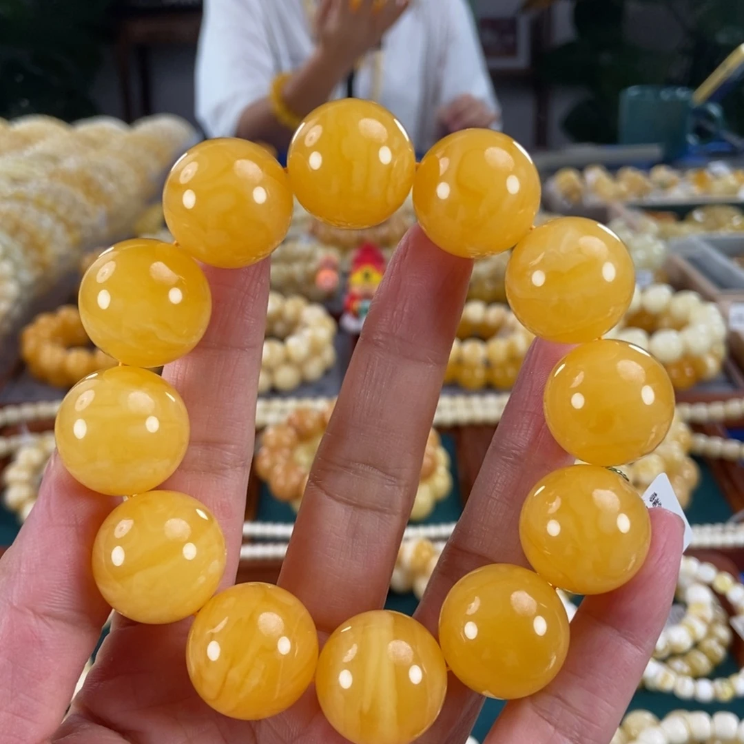 琥珀未镶嵌珠宝奇石20圆珠虎皮同料56.03