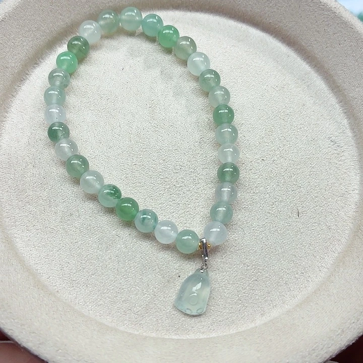 翡翠18K金镶嵌手链天然缅甸翡翠A货 卡5.7-6.3