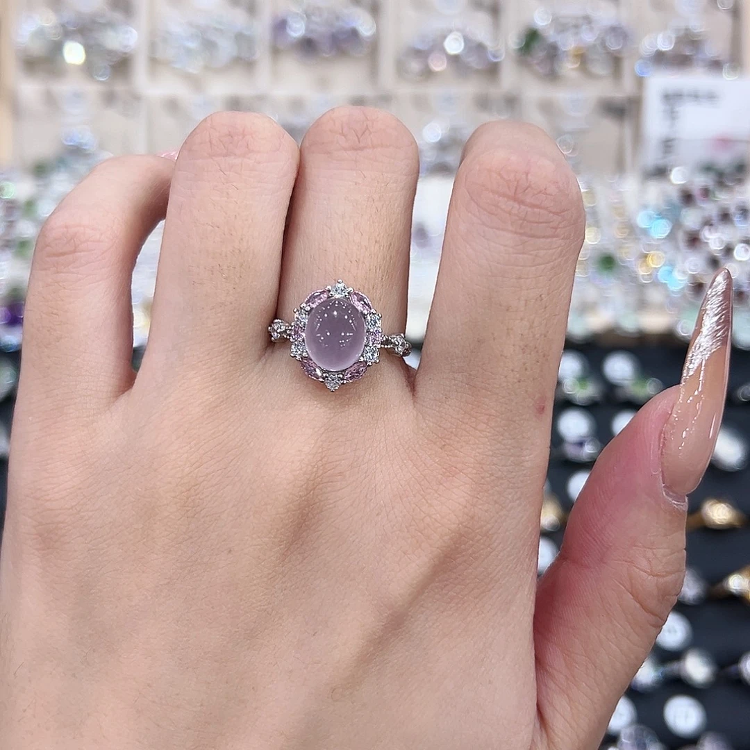 萤石戒指银S925镶嵌