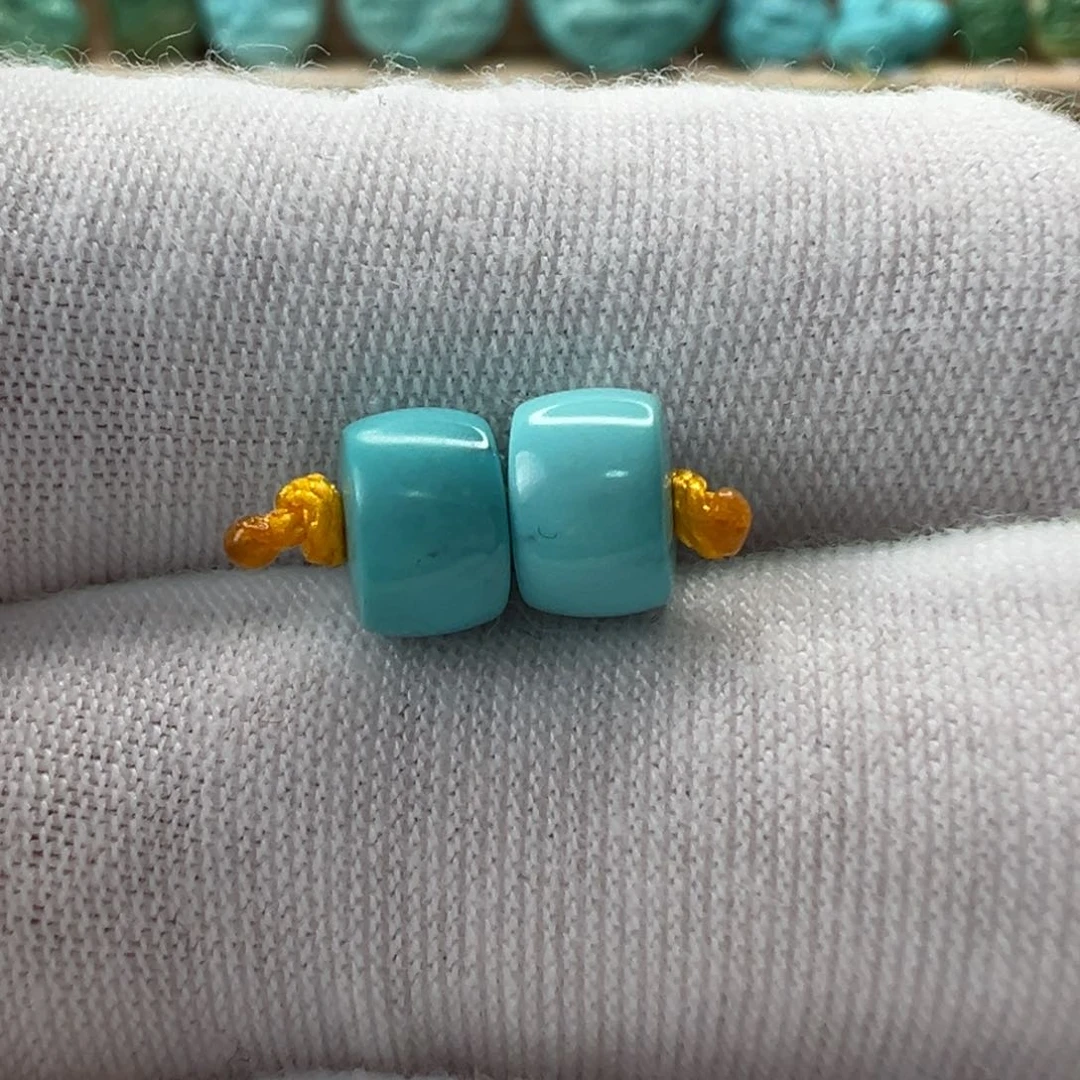 未镶嵌绿松石直切对珠 6.9x4.5mm