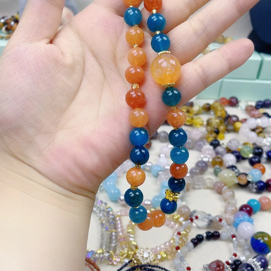 水晶手链银S925镀金镶嵌