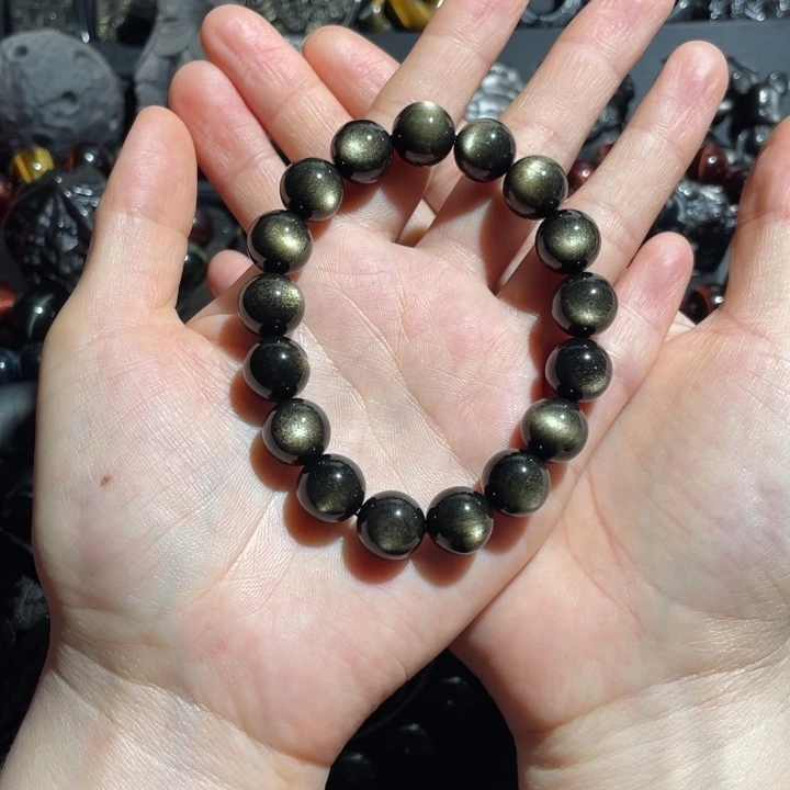 千***山黑曜岩未镶嵌手串
