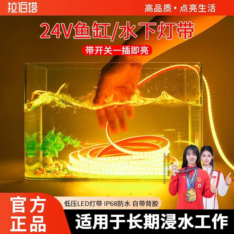 鱼池鱼缸防水led灯带古法养鱼氛围灯低压24V硅胶水下户外泡水专用