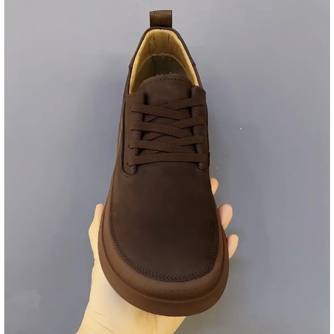 B048-1秋季广州超轻牛皮新款商务休闲舒适圆头时尚百搭牛皮鞋男