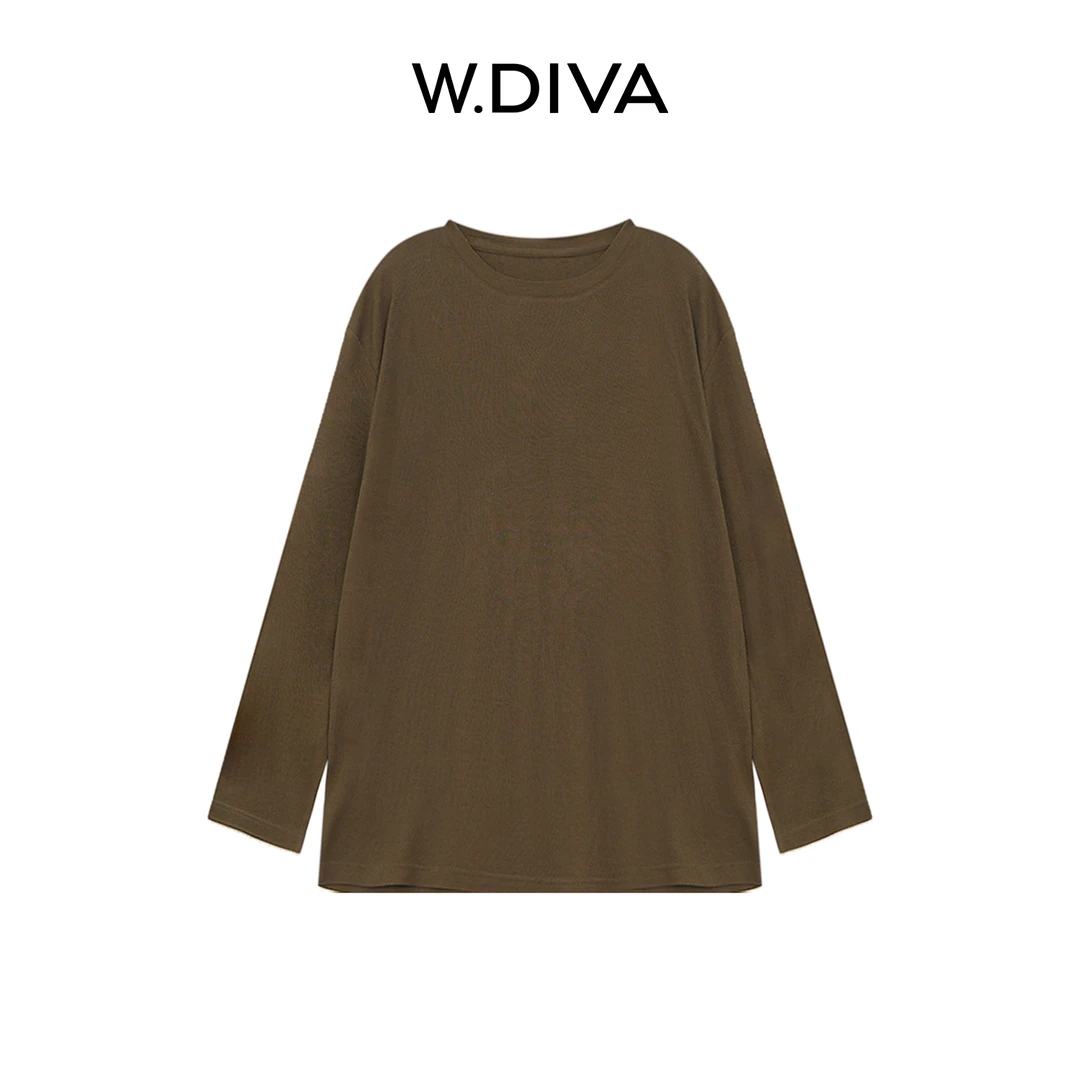W.Diva【繁夏】春季桑蚕丝圆领时尚宽松简约凉感防晒T恤2T205937A