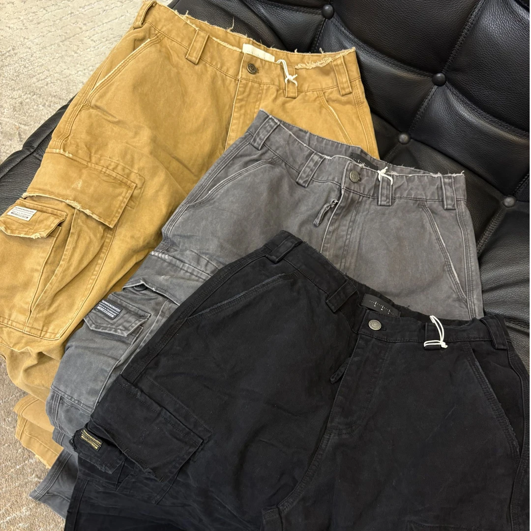 Uninhabitable 复古做旧磨破工装裤休闲裤多口袋直筒裤阔腿裤子