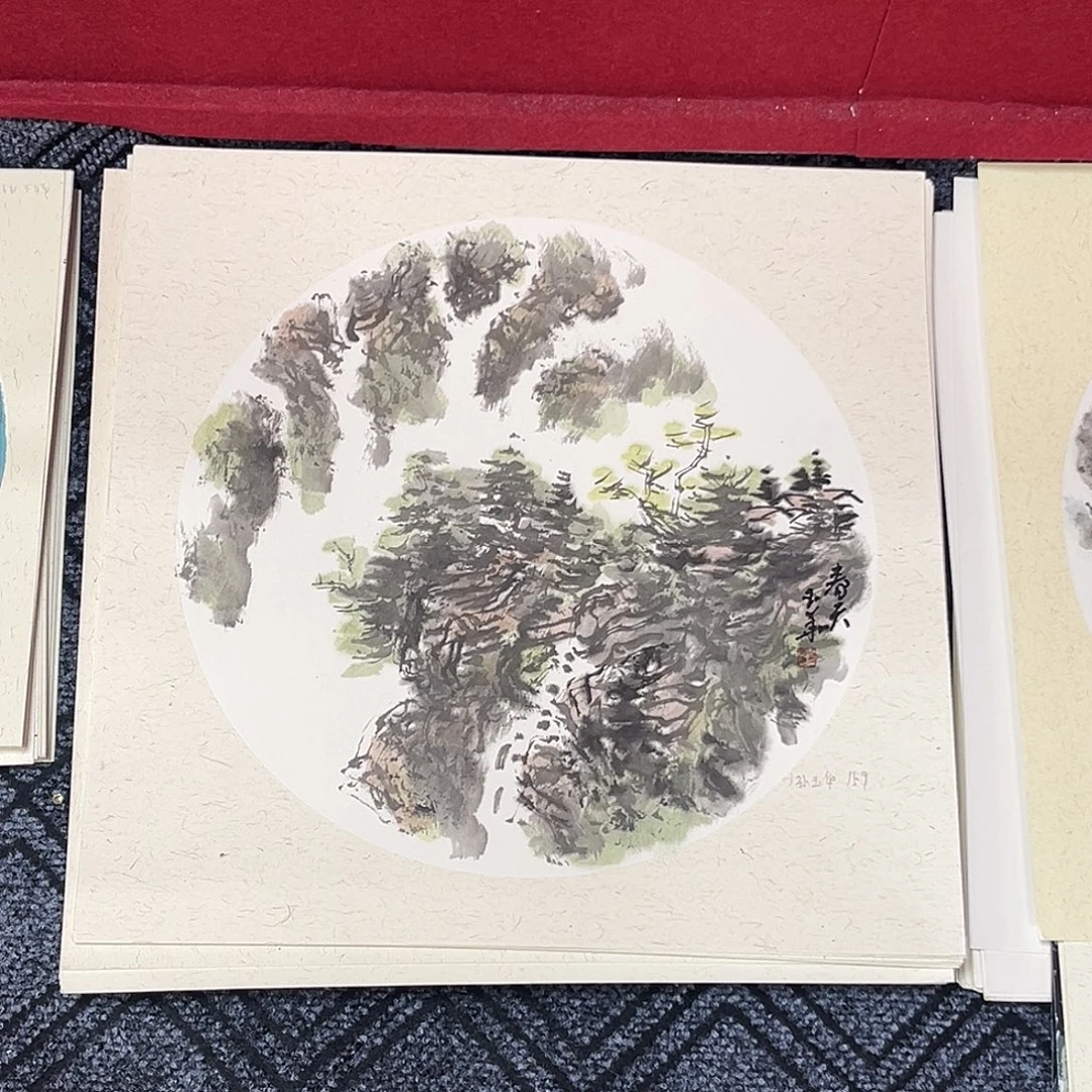 国画孙玉华老师三尺斗方卡纸山水奇