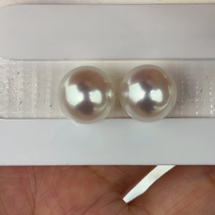 定制海水珍珠未镶嵌裸珠12.5-12.7mm澳白两颗