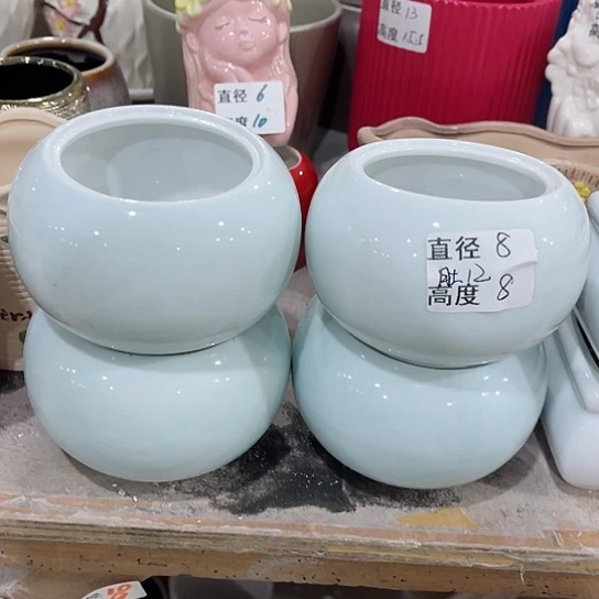 多肉绿植陶瓷花盆9.9包邮，有孔