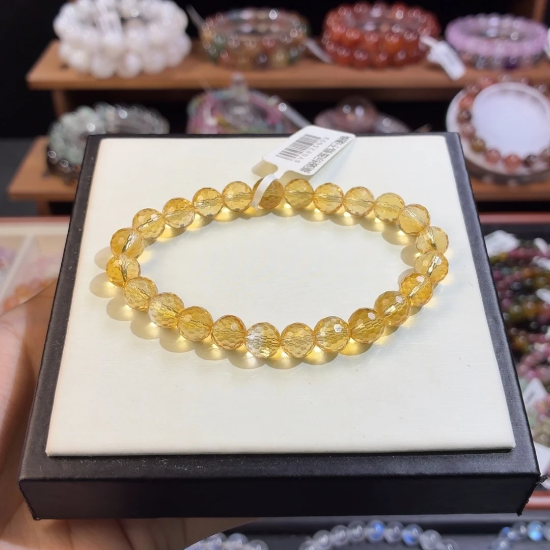 水晶未镶嵌手串巴西黄水蹦迪珠7+