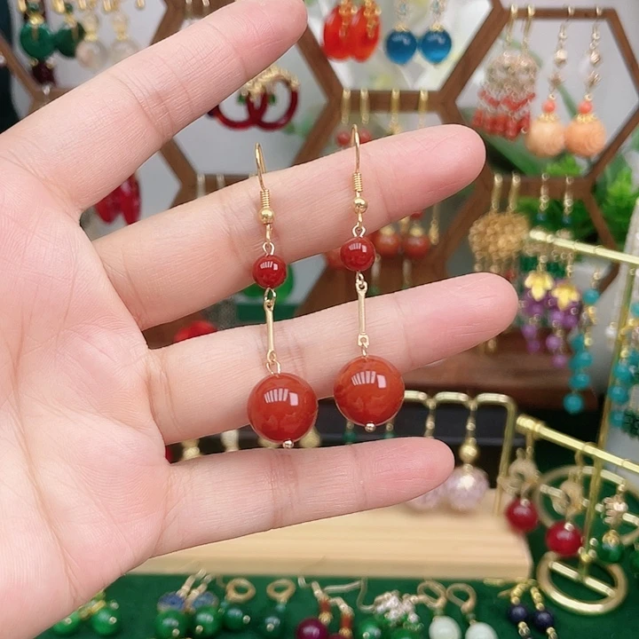 合金耳饰玛瑙/玉髓