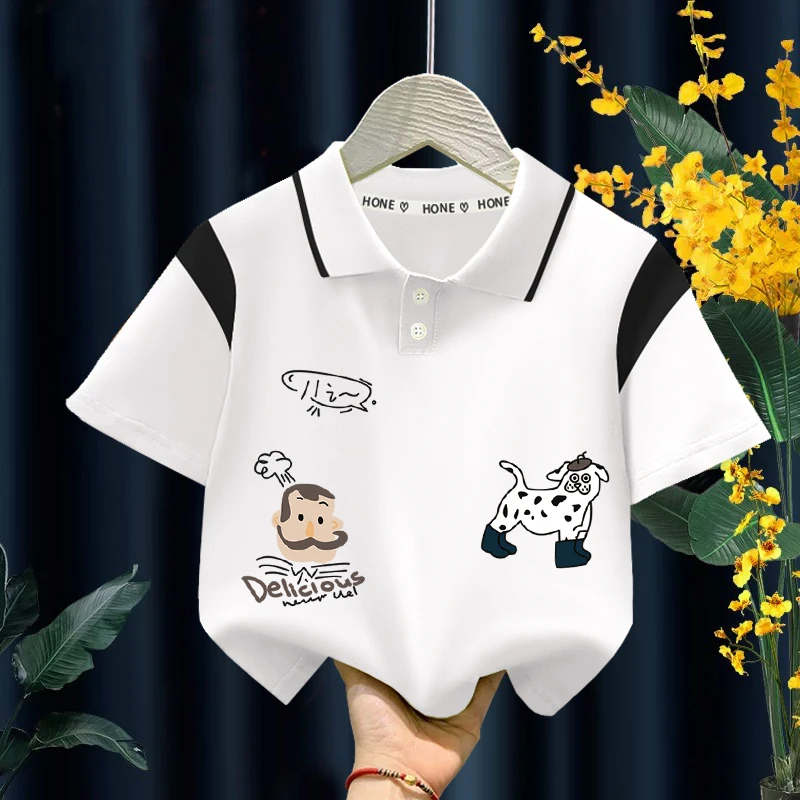 儿童纯棉POLO衫2025新款小童洋气短袖T恤男童宽松翻领上衣1-8岁