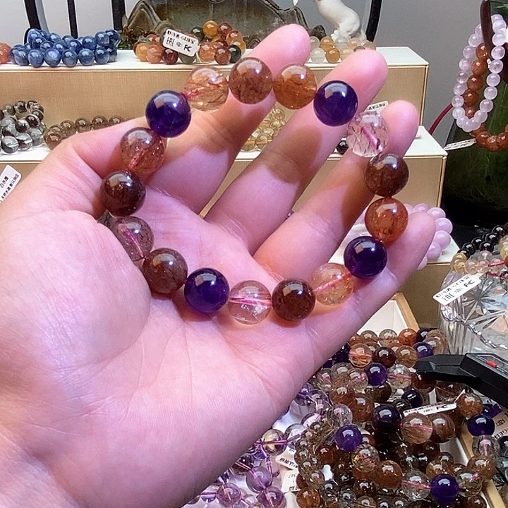 水晶手链未镶嵌黑加仑12+