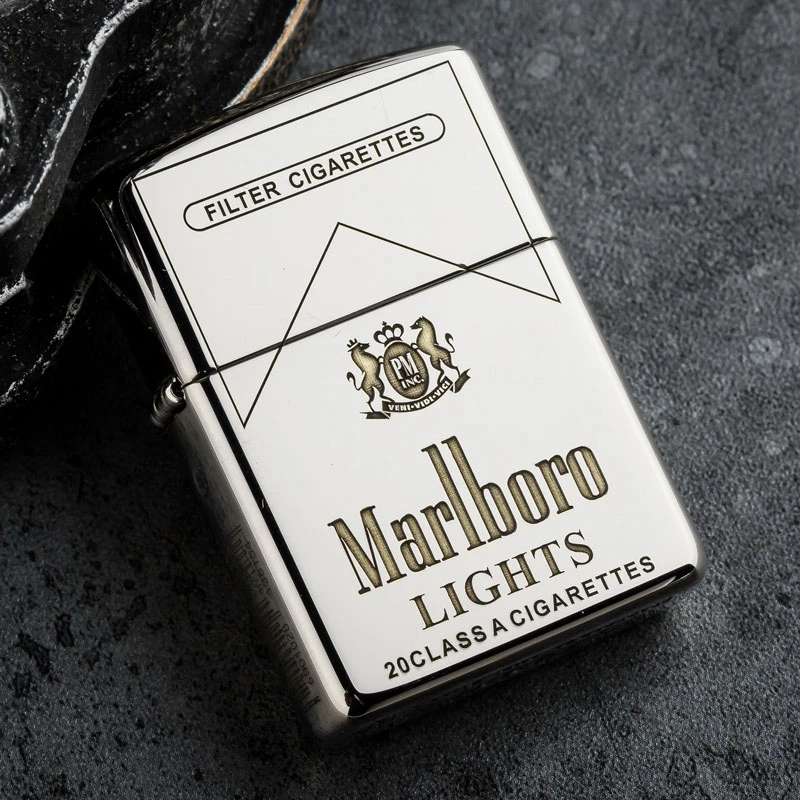 Zippo打火机正版防风煤油167镀铬盔甲精雕万宝路男士个性定制DYJ1