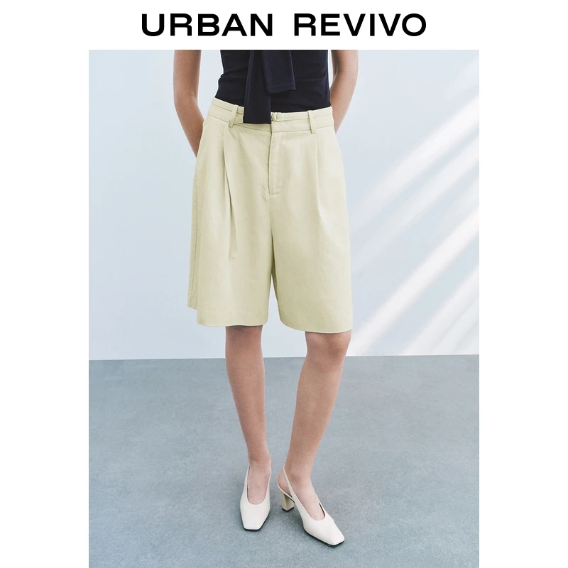 UR2025秋季新款女装流光风摩登气质通勤腰带饰短裤UWU650004
