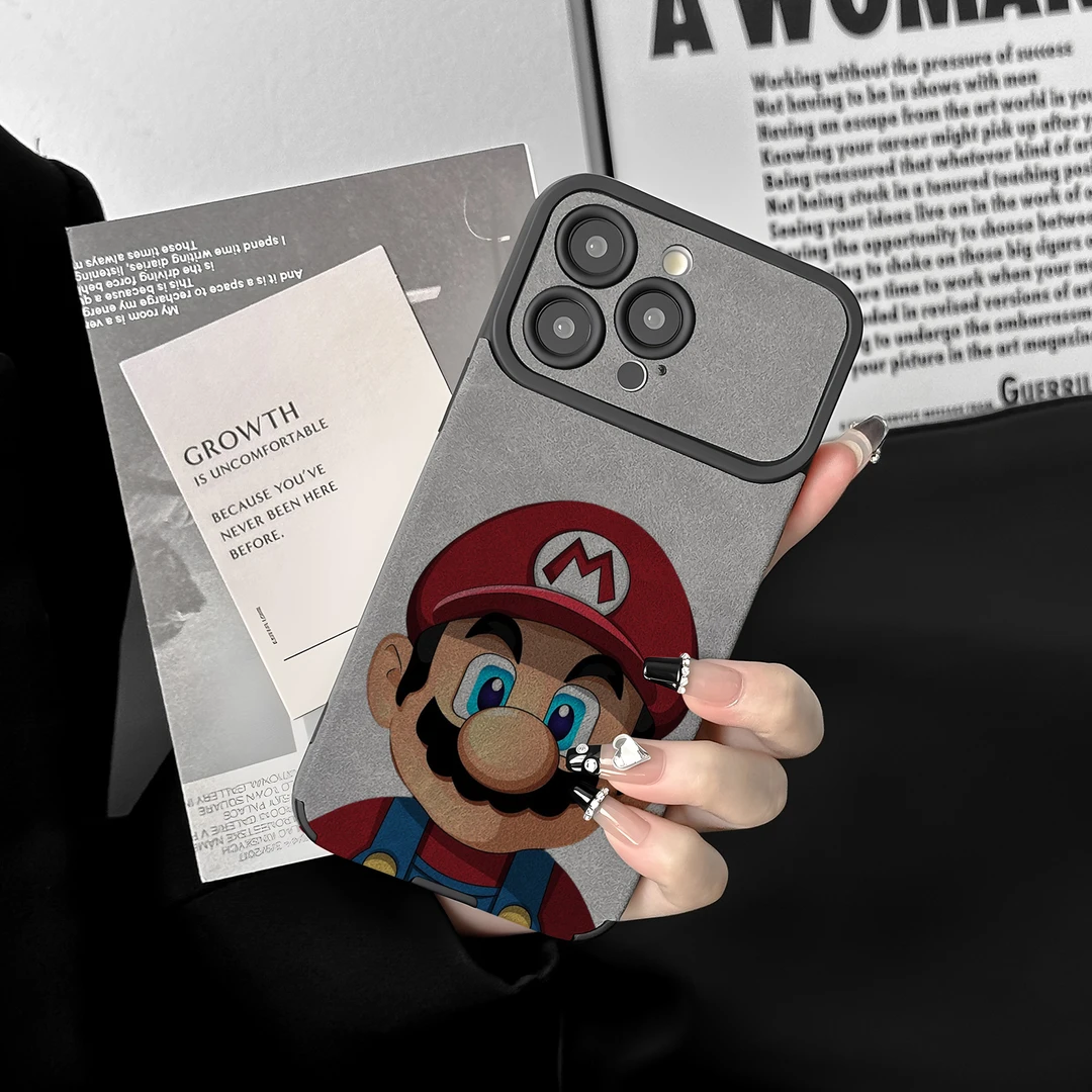 卡通马里奥适用苹果17pro新款iPhone17防摔手机壳16硅胶15翻毛皮X