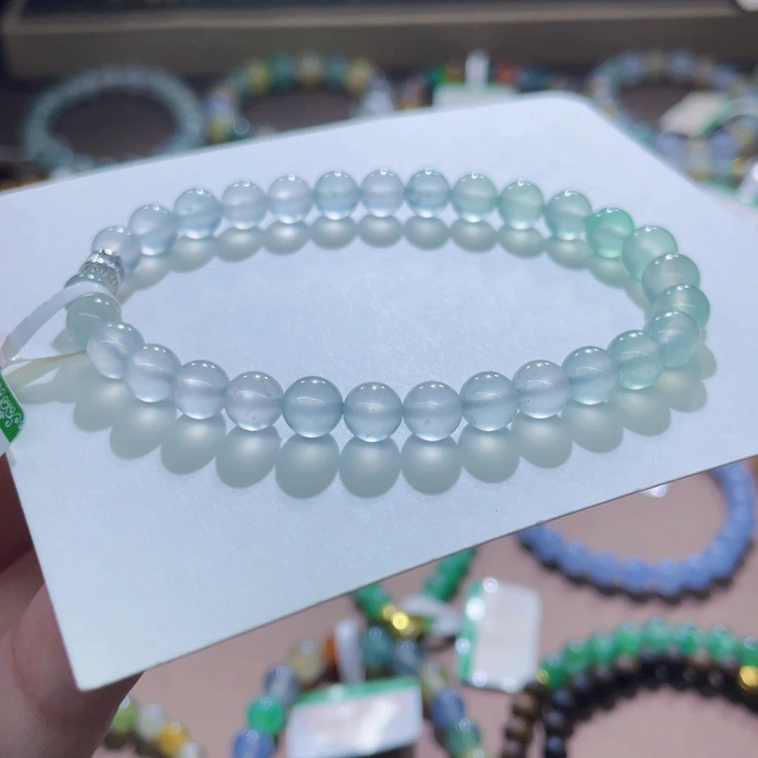 未镶嵌手链翡翠木纳白钢渐变卡5.5-6.7