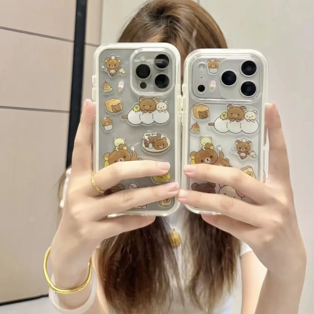 餐具轻松熊适用苹果于13/16/17promax防摔VIVO华为OPPO小米手机壳