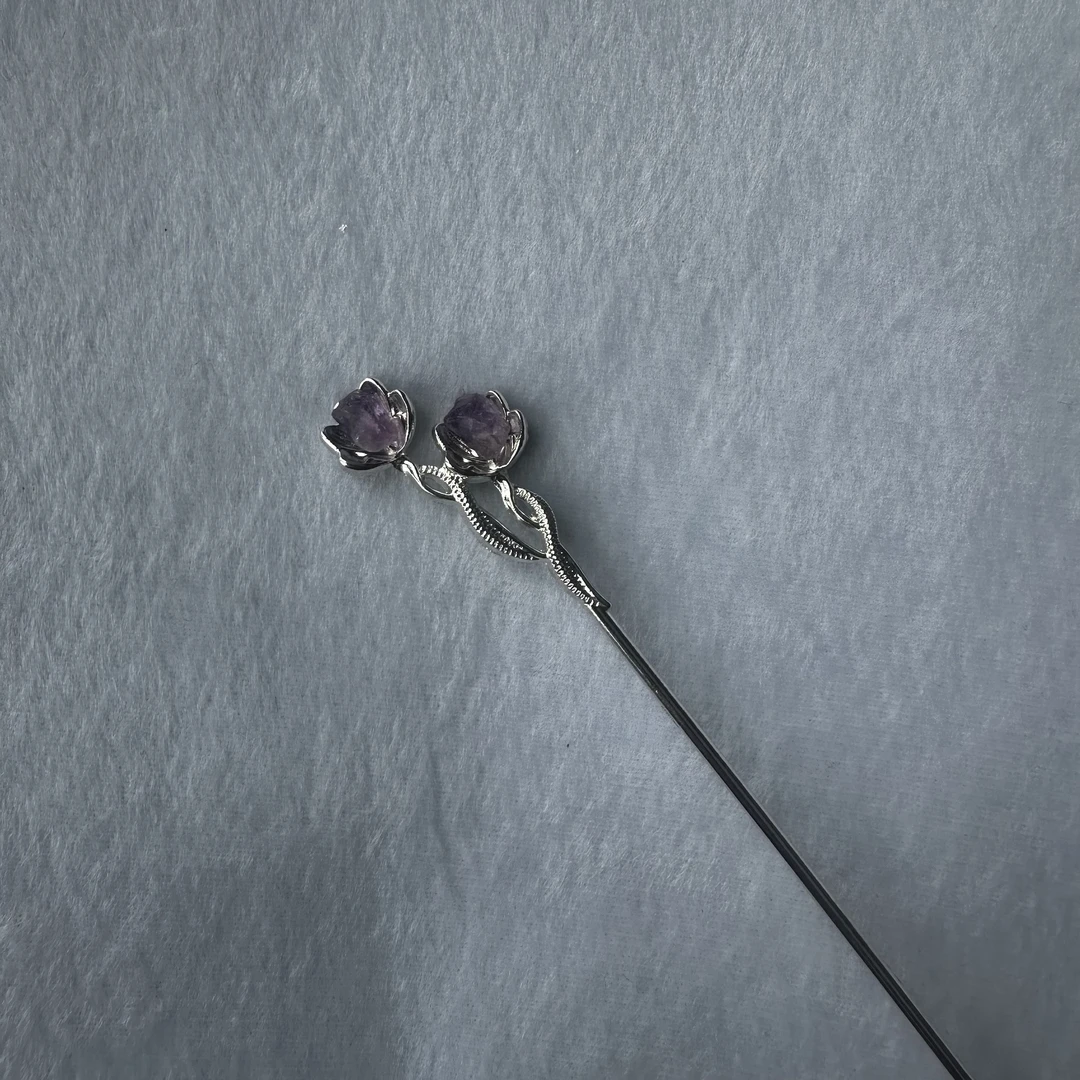天然原矿紫水晶发簪