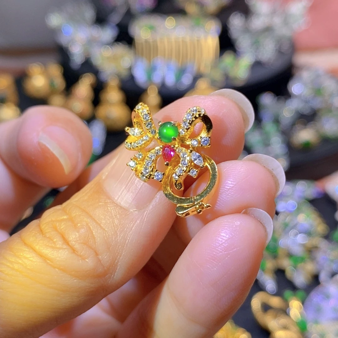 吊坠(不含链)银S925镶嵌翡翠