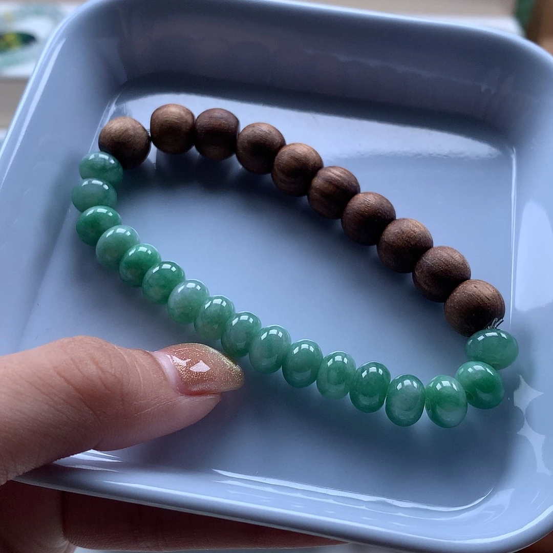 翡翠未镶嵌手串翡翠股珠8阳绿