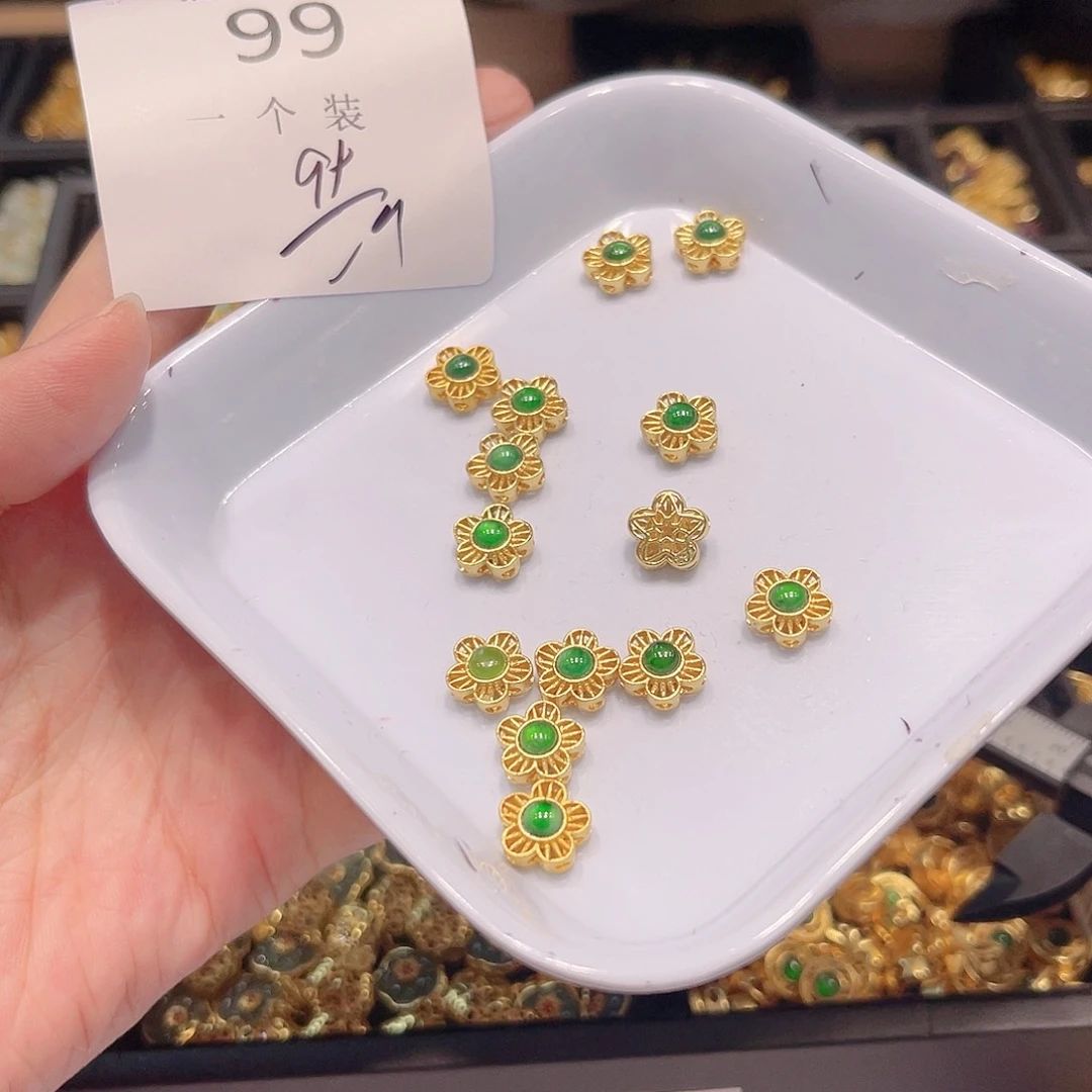 水晶珠宝半成品银S925镀金镶嵌99 。