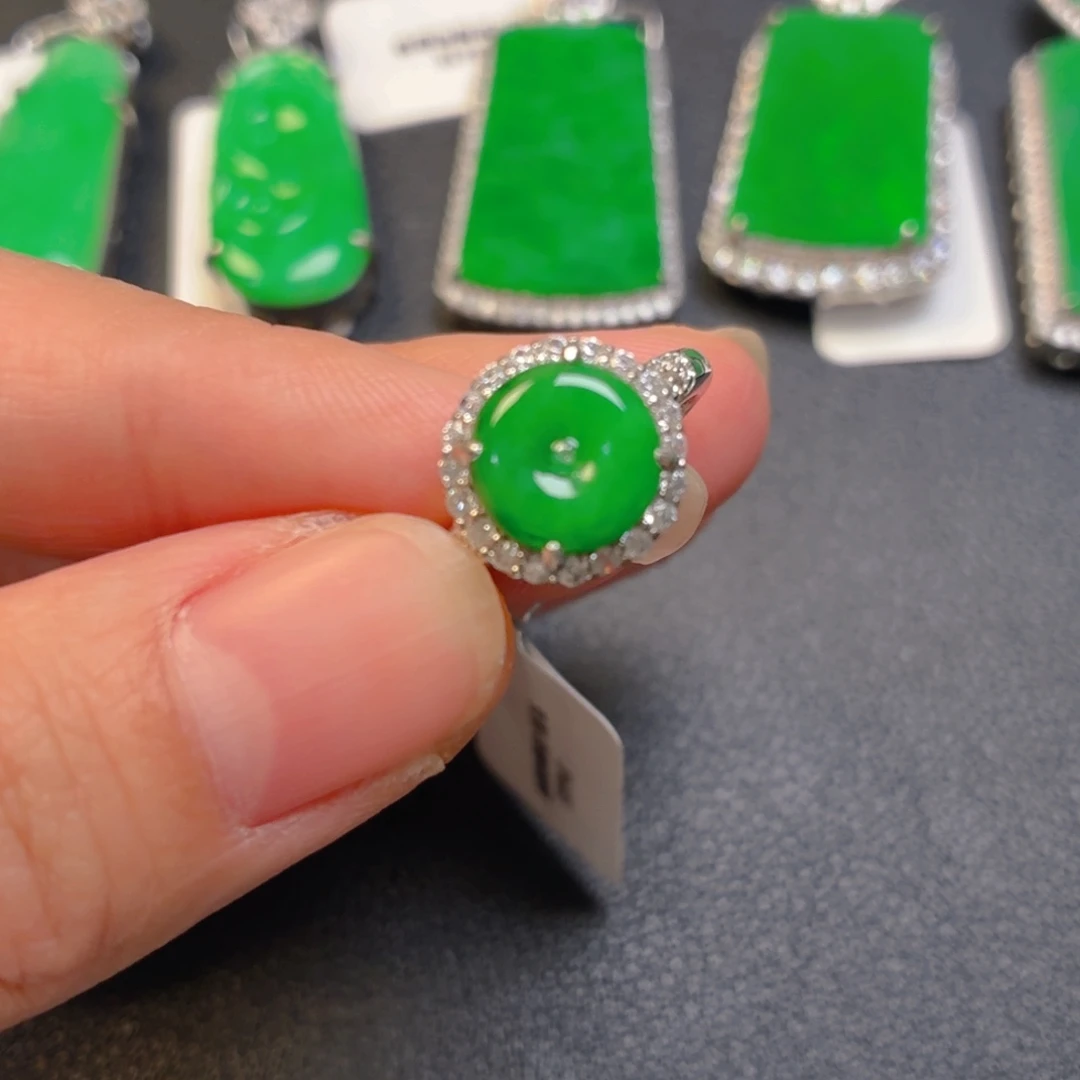 翡翠银S925镶嵌吊坠(不含链)戒指