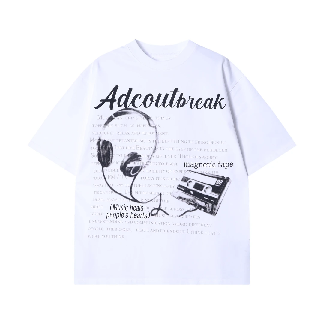 夏季新款时尚个性美式字母涂鸦印花圆领短袖T恤宽松ins设计感上衣