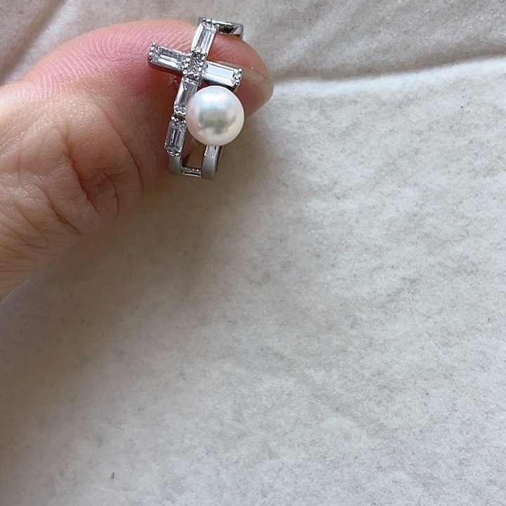 银S925镶嵌海水珍珠戒指