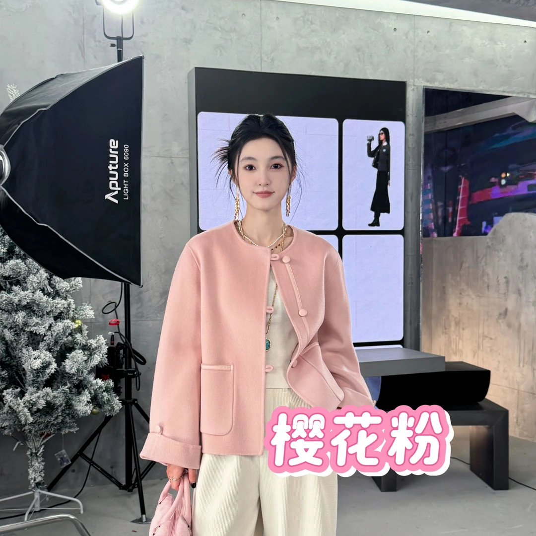 【运费补贴】【十里桃花】新中式秋冬休闲小个子短款毛呢外套 23165