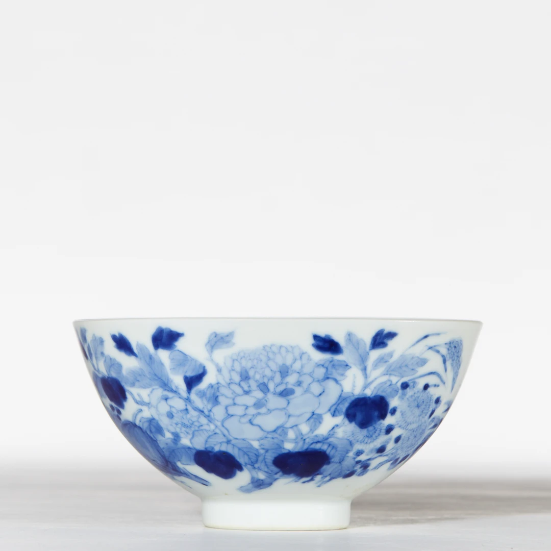 3964清晚期-民国·青花花卉纹碗【古董拍卖】