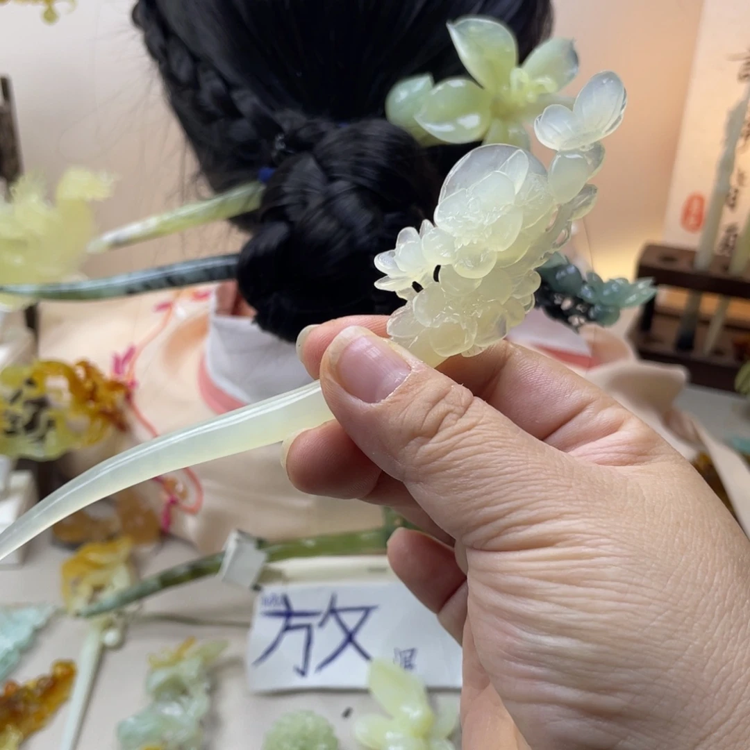 蛇纹石玉合金发饰
