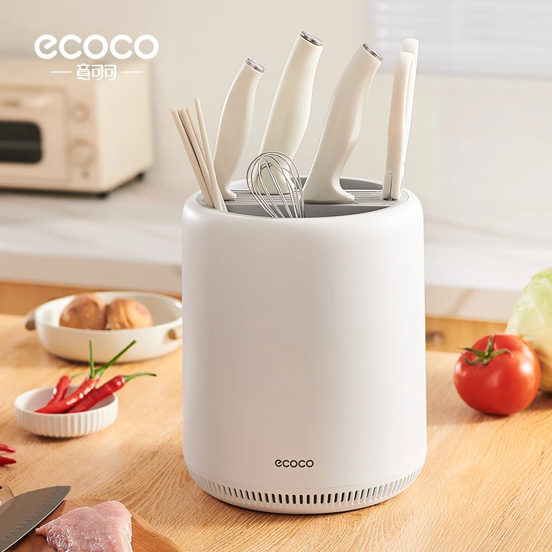 ecoco厨房旋转刀架刀具置物架家用台面菜刀架子多功能筷子筒沥水
