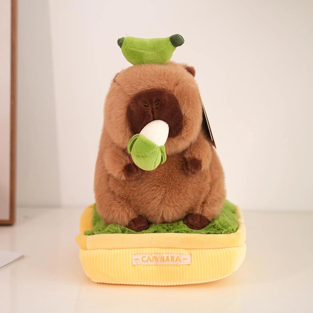 正版创意水豚玩偶仿真可爱盆栽卡皮巴拉毛绒公仔不焦绿书桌面摆件
