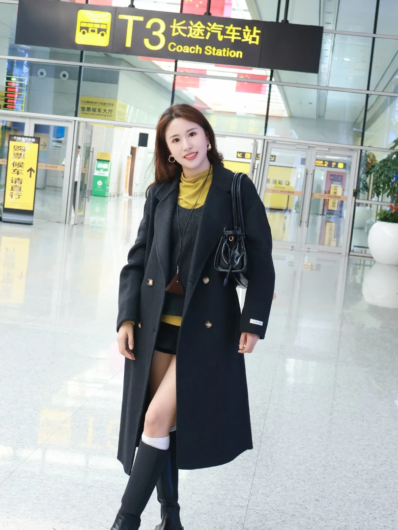 2025年(100%澳洲超细羊毛）双面羊毛大衣新款中长款韩系小个子外套