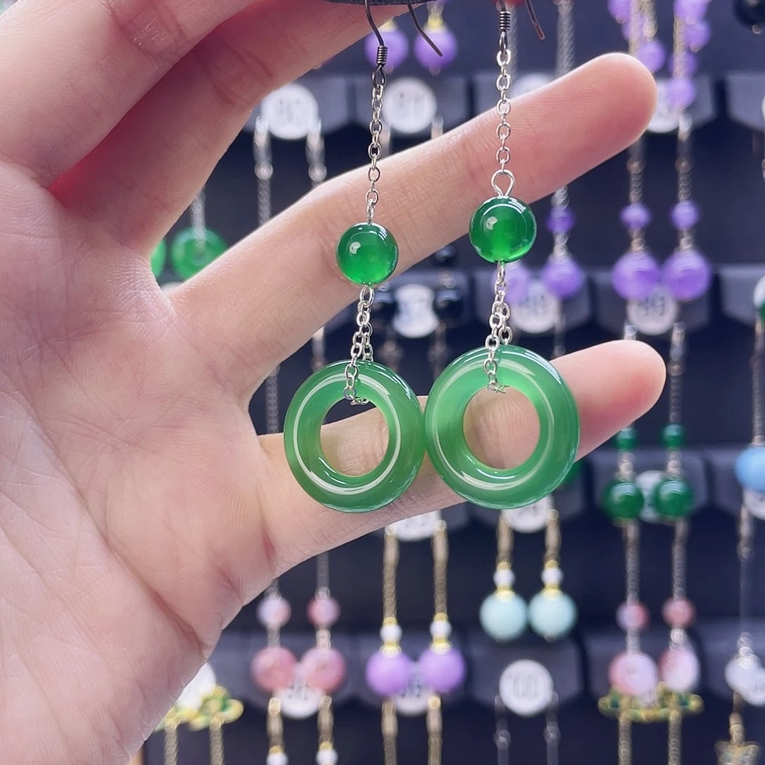 玛瑙/玉髓银S925镶嵌耳坠