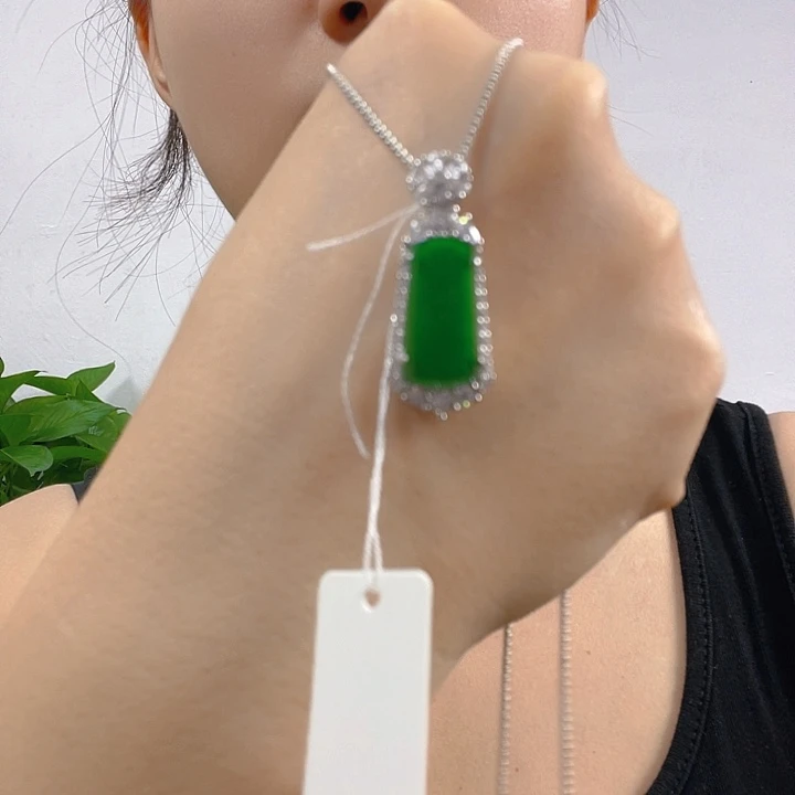 翡翠银S925镶嵌吊坠(不含链)