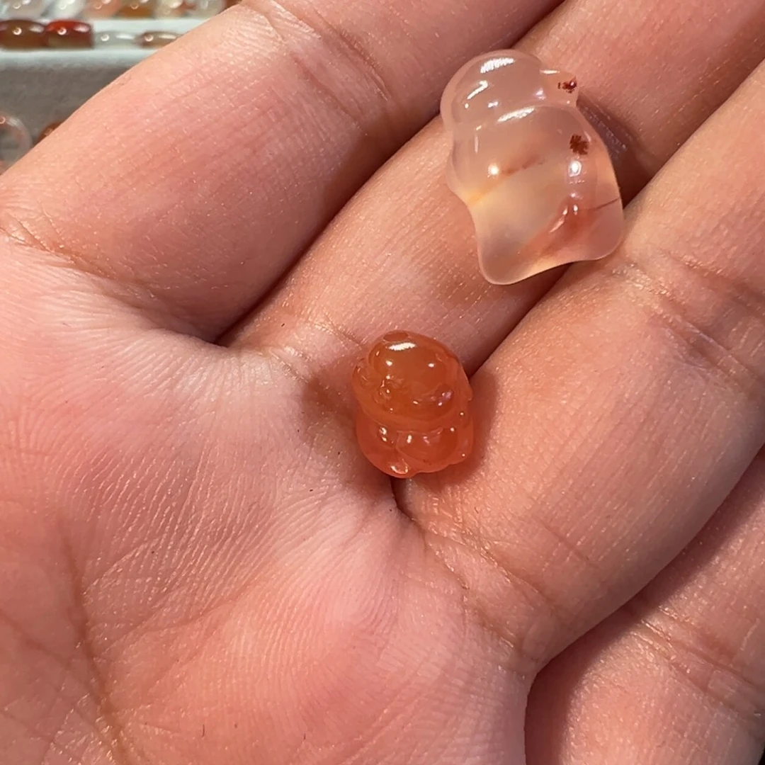 酱***酱南红玛瑙川料未镶嵌猫夹子➕爱心兔