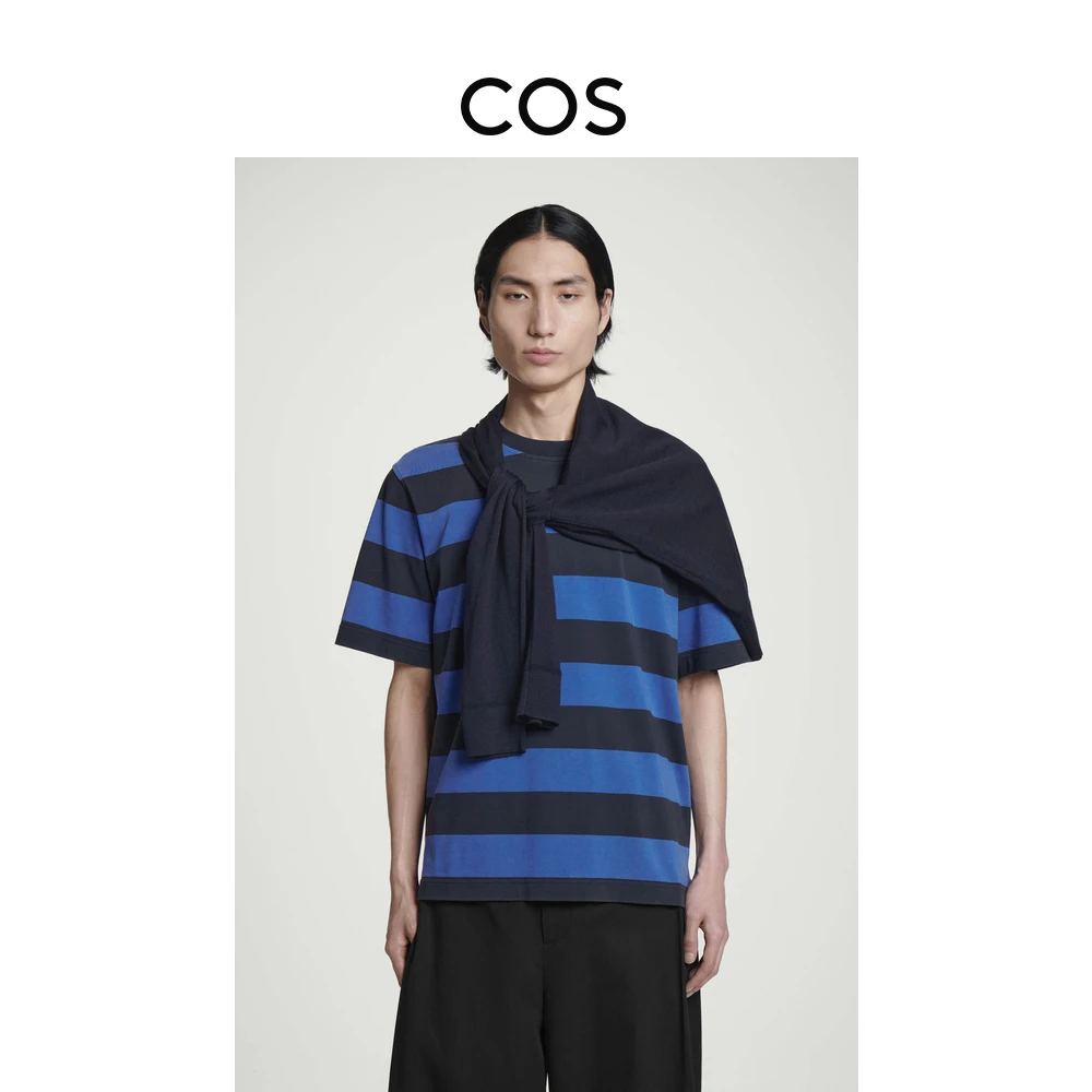 COS男装 休闲版型圆领条纹短袖T恤2025春季新品1263128001