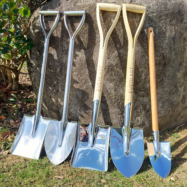 不锈钢小锹尖锹平头锹铁铲家用种花种菜农用工具钓鱼车载户外加厚